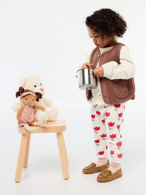 Lange legging van ribtricot met motiefje - Kiabi