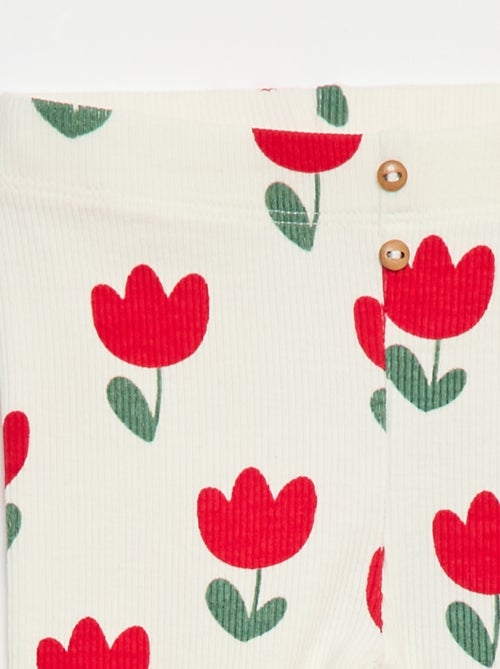 Lange legging van ribtricot met motiefje - Kiabi