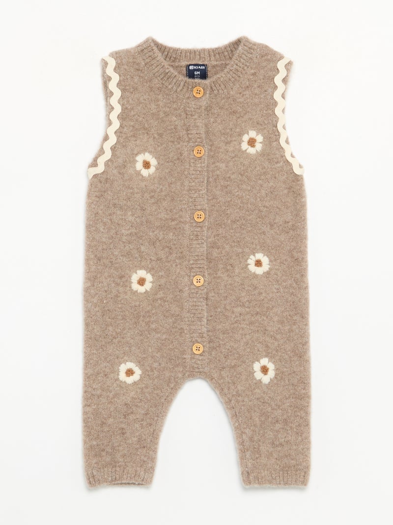 Lange mouwloze jumpsuit van tricot Beige - Kiabi