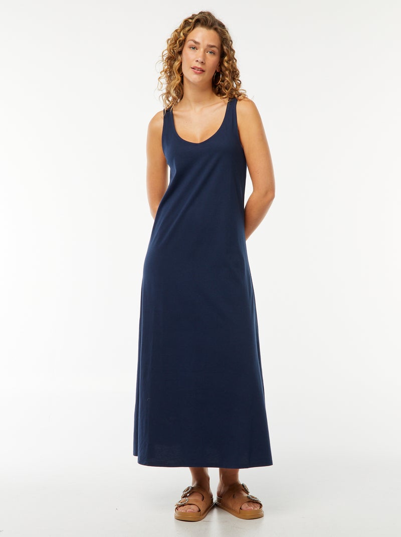 Lange mouwloze jurk Blauw - Kiabi