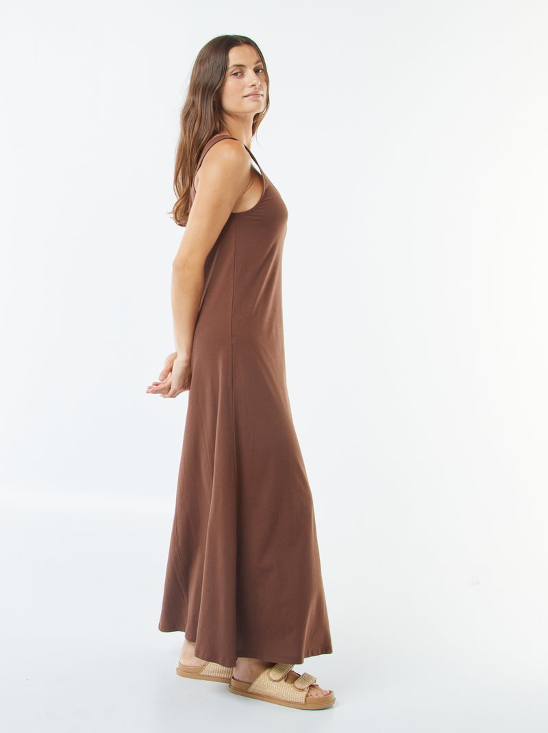 Lange mouwloze jurk Bruin - Kiabi