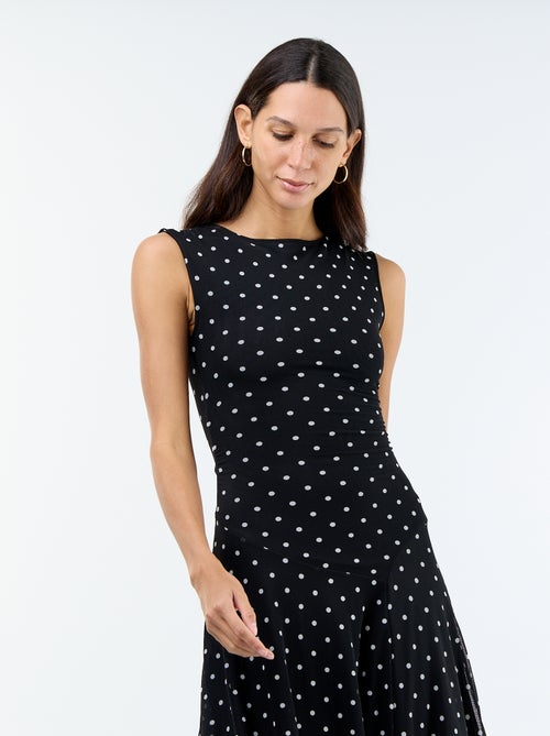 Lange mouwloze jurk met asymmetrische onderkant - Kiabi