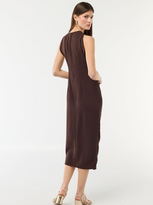 Lange mouwloze jurk met gedrapeerd effect - Kiabi