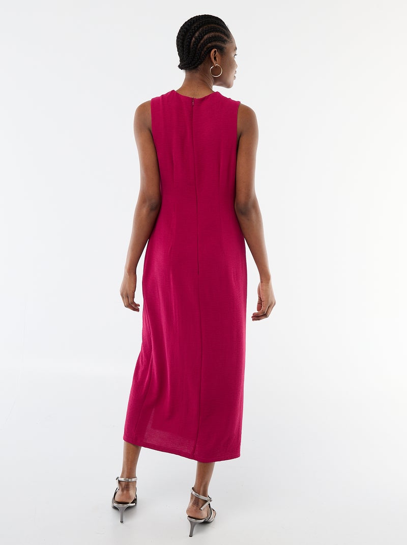 Lange mouwloze jurk met gedrapeerd effect Rood - Kiabi