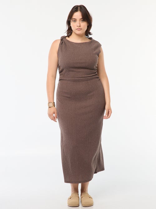 Lange, mouwloze jurk met wafeltextuur - Kiabi