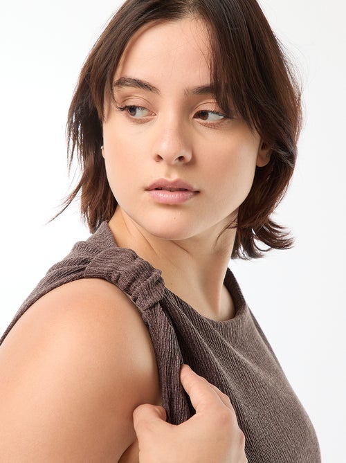 Lange, mouwloze jurk met wafeltextuur - Kiabi