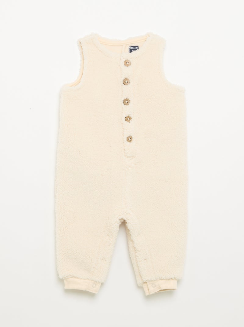 Lange mouwloze romper met schapenvachteffect Wit - Kiabi