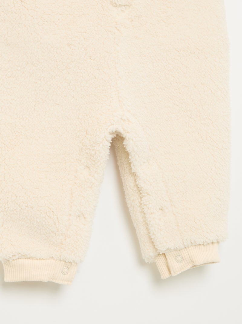 Lange mouwloze romper met schapenvachteffect Wit - Kiabi