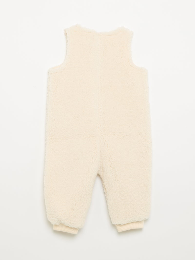 Lange mouwloze romper met schapenvachteffect Wit - Kiabi