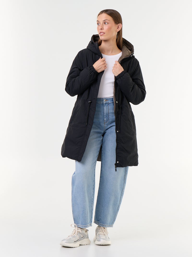 Lange omkeerbare parka Zwart - Kiabi