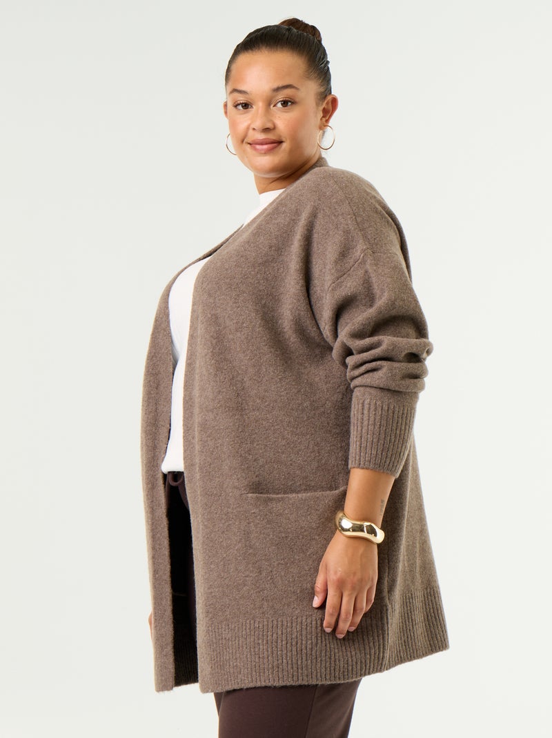 Lange open gilet Bruin - Kiabi