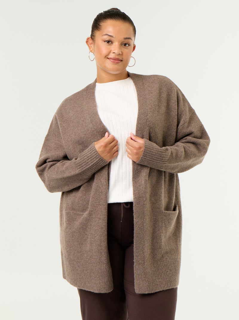 Lange open gilet Bruin - Kiabi