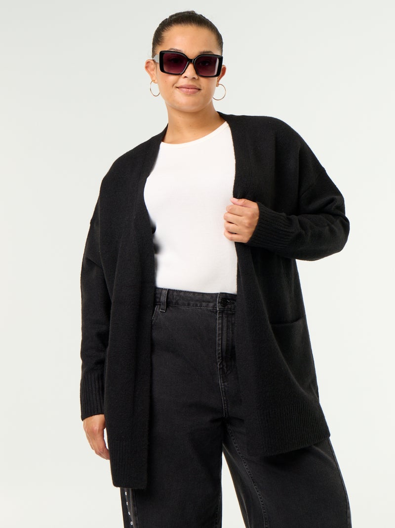 Lange open gilet Zwart - Kiabi