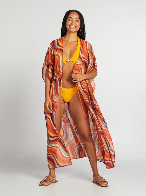 Lange open strandjurk met print - Kiabi