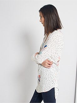 Lange overhemdblouse met motieven - Kiabi