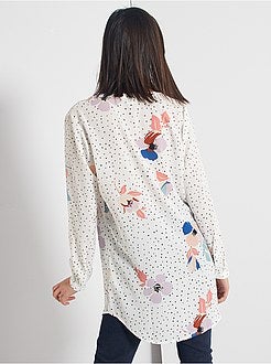 Lange overhemdblouse met motieven - Kiabi