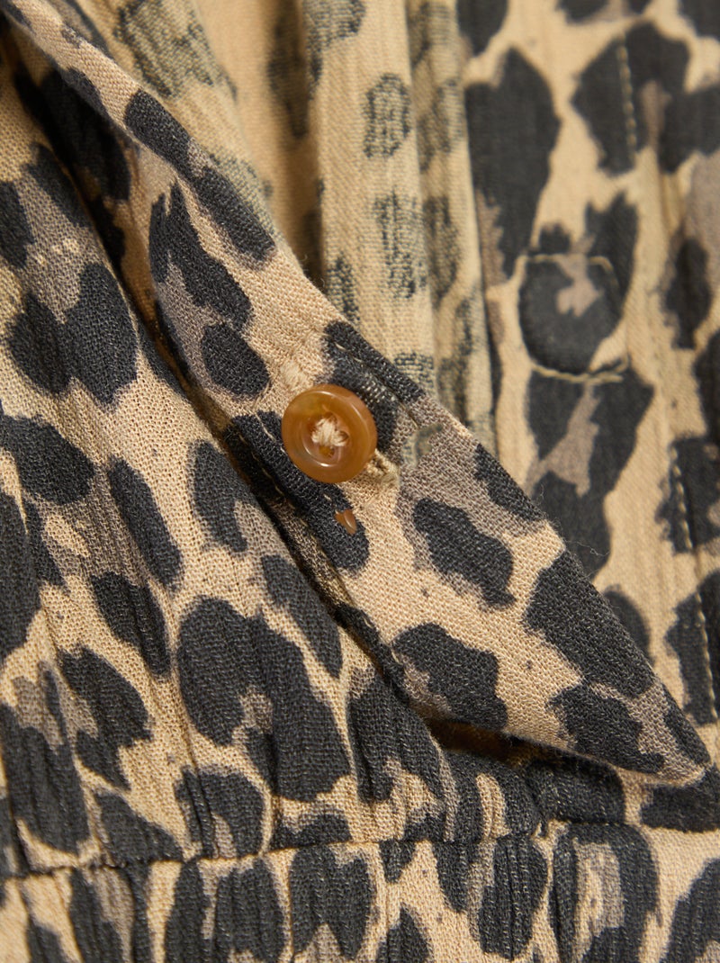 Lange overhemdjurk met luipaardprint - adaptieve collectie Biege - Kiabi
