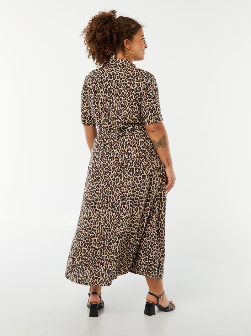 Lange overhemdjurk met motiefje en korte mouw BIEGE Grote