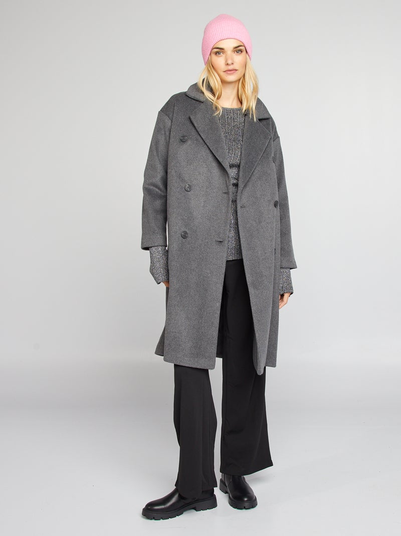 Lange oversized jas GRIJS - Kiabi