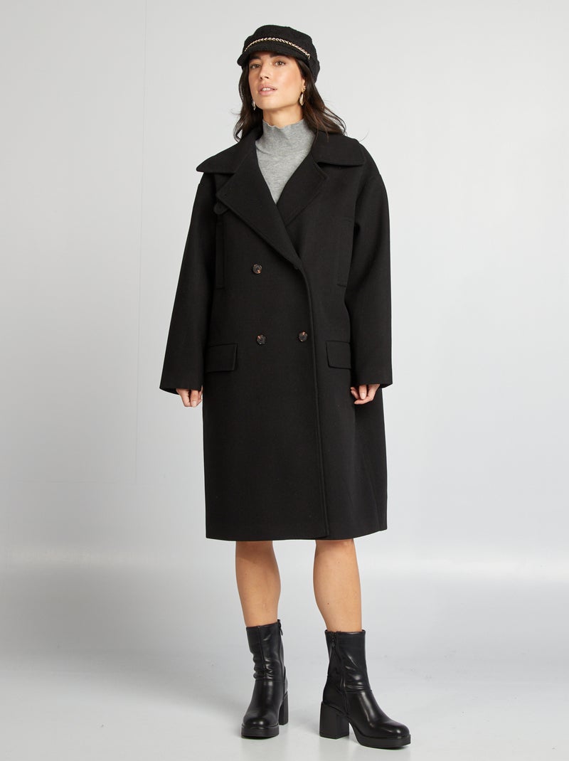 Lange, oversized jas zwart - Kiabi