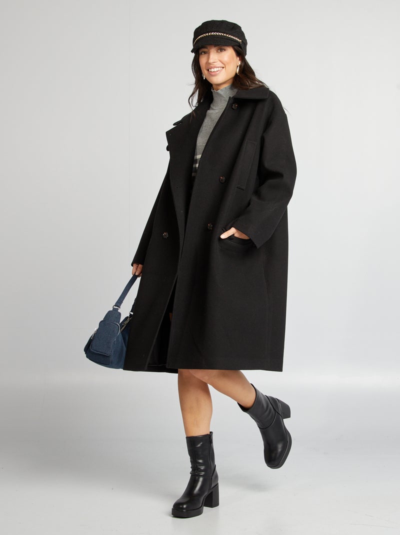 Lange, oversized jas zwart - Kiabi