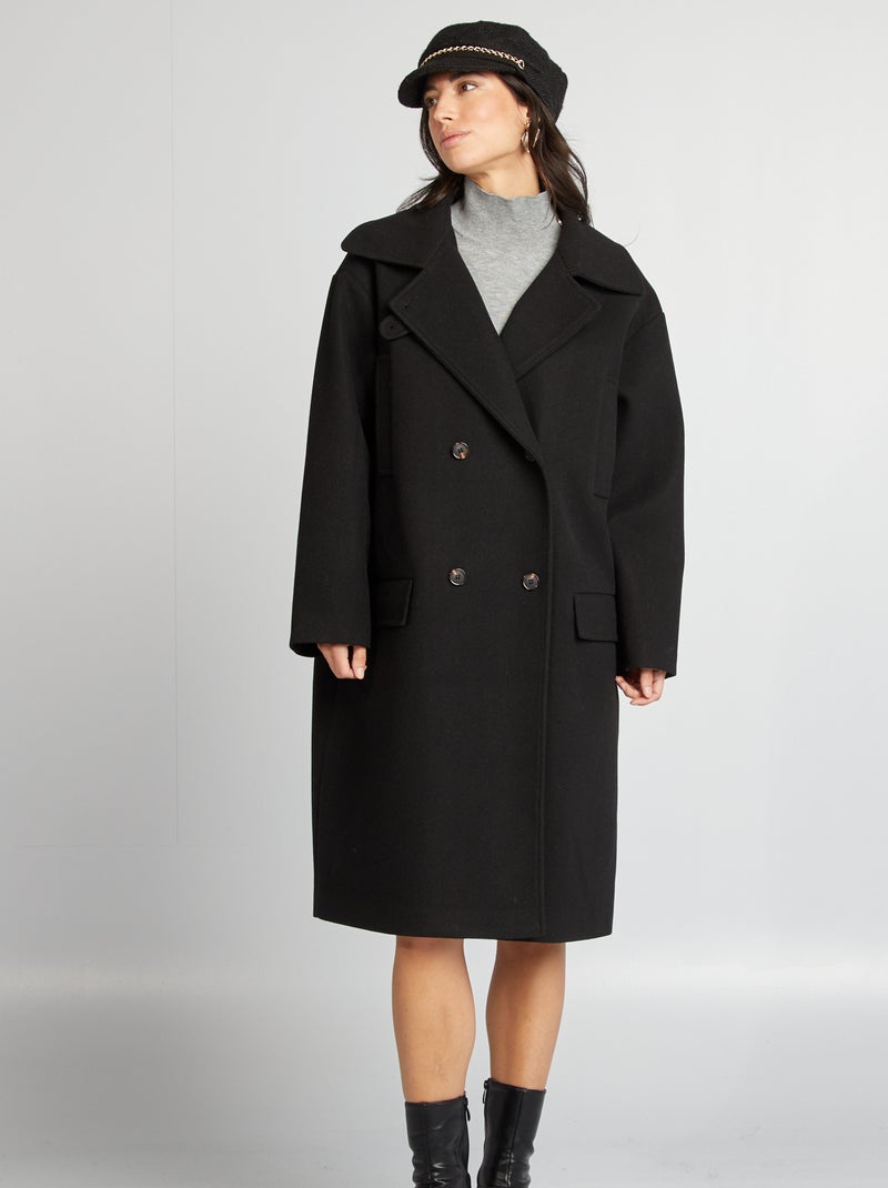 Lange, oversized jas zwart - Kiabi