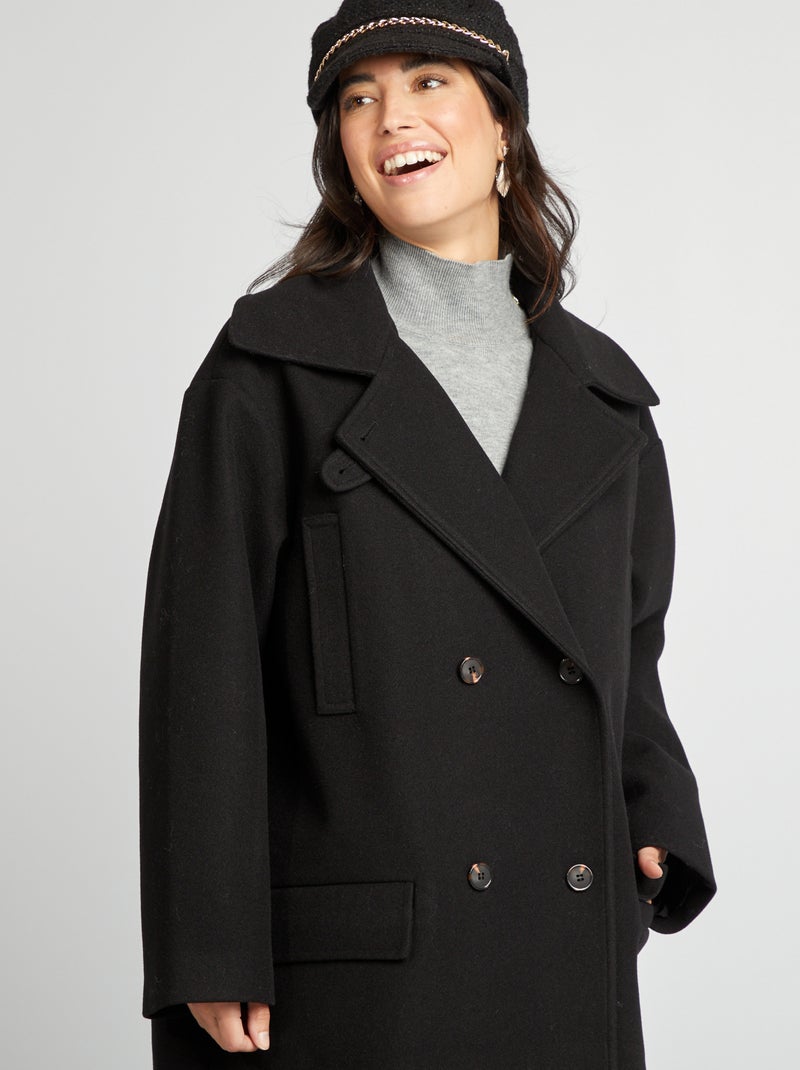 Lange, oversized jas zwart - Kiabi