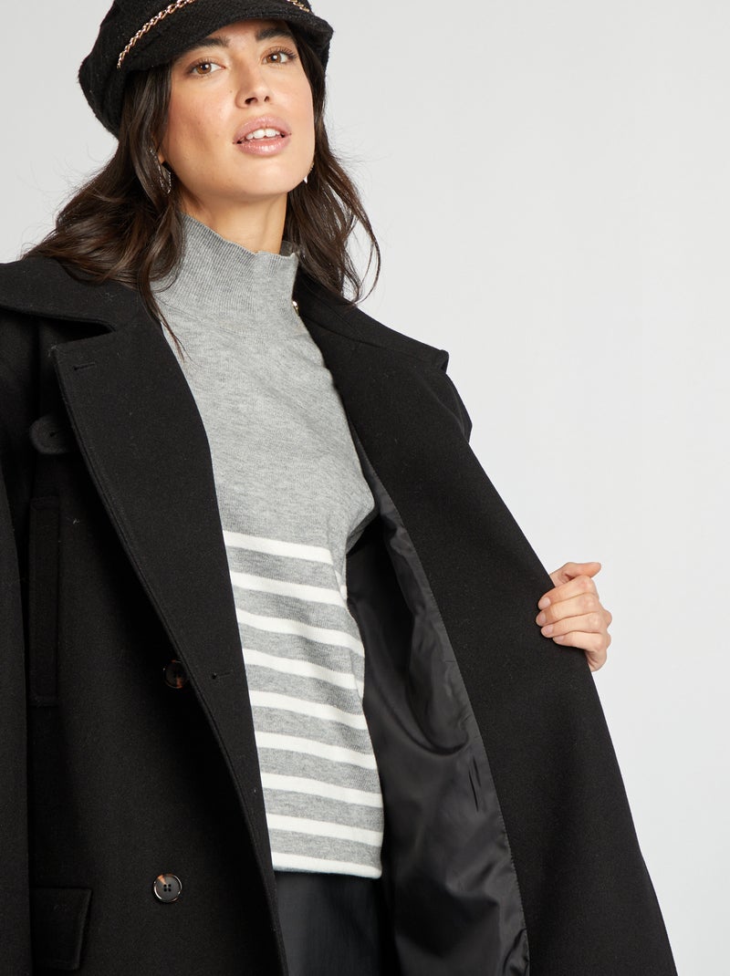 Lange, oversized jas zwart - Kiabi
