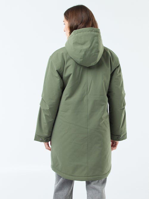Lange parka met capuchon en voering met schapenvachteffect - Kiabi