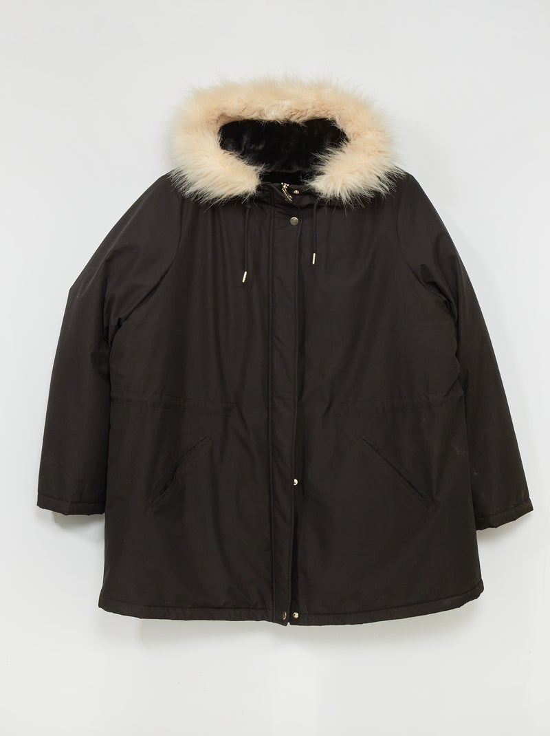 Lange parka met capuchon ZWART - Kiabi