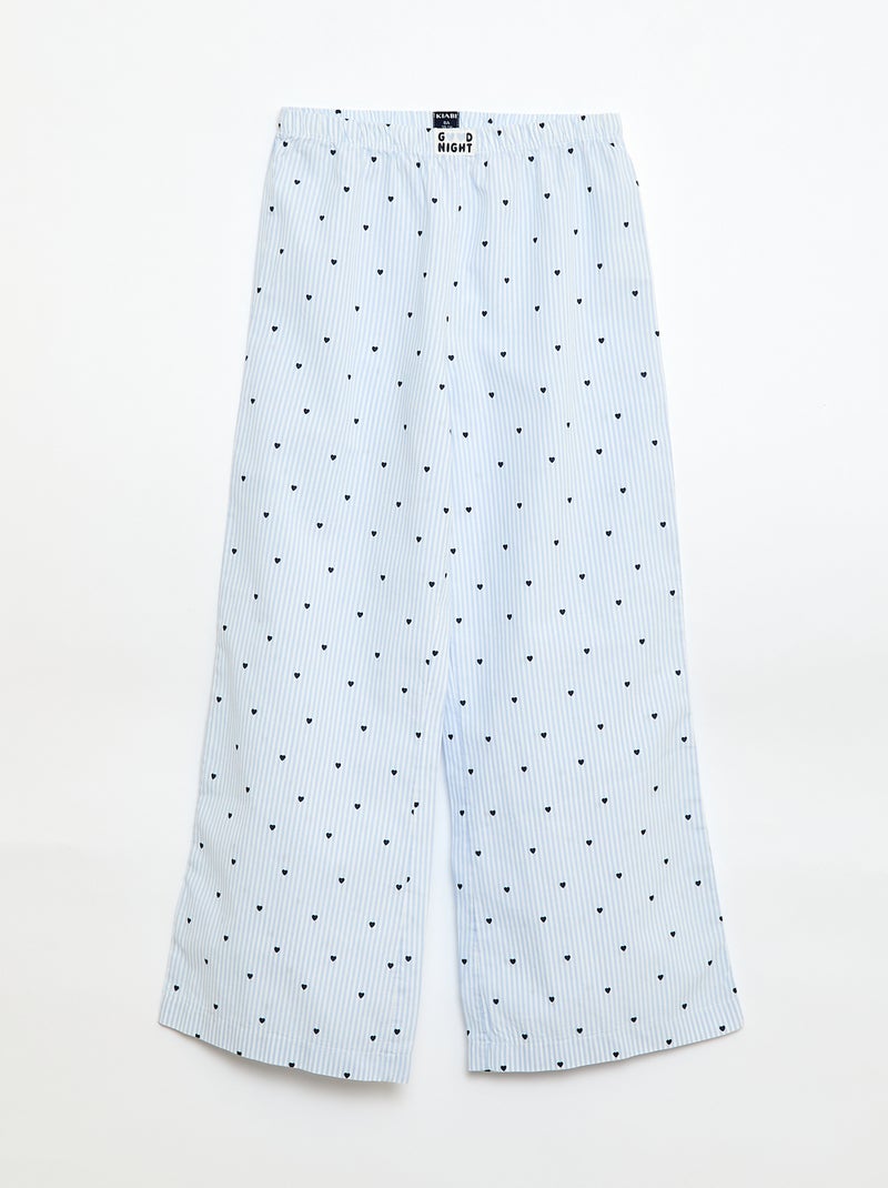 Lange popeline pyjama - 2-delig Blauw - Kiabi