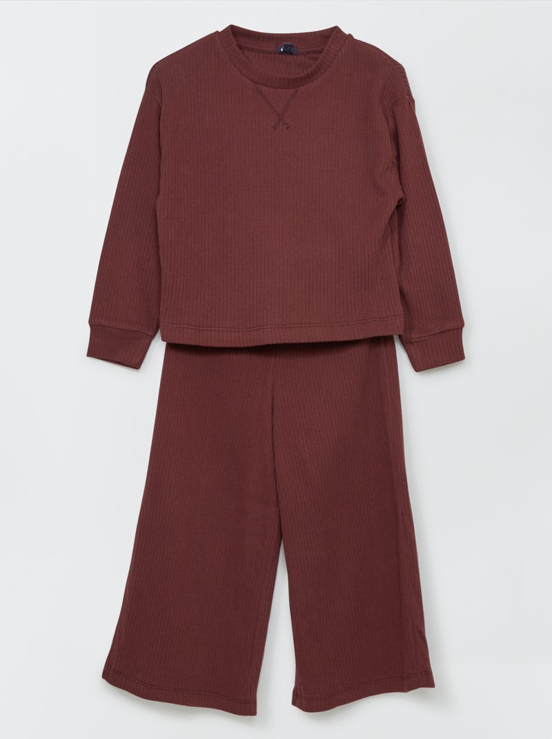 Lange pyjama - 2-delige - paars PAARS - Kiabi