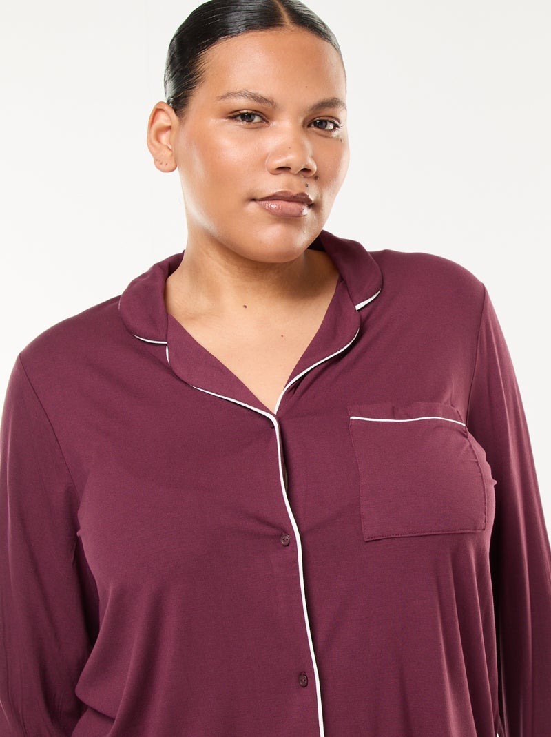 Lange pyjama - Blouse + broek - 2-delig Rood - Kiabi