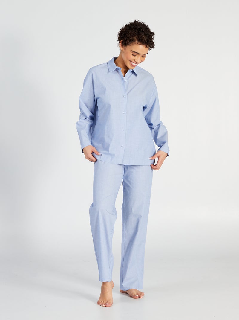 Lange pyjama - Blouse + broek - 2-delig WIT - Kiabi