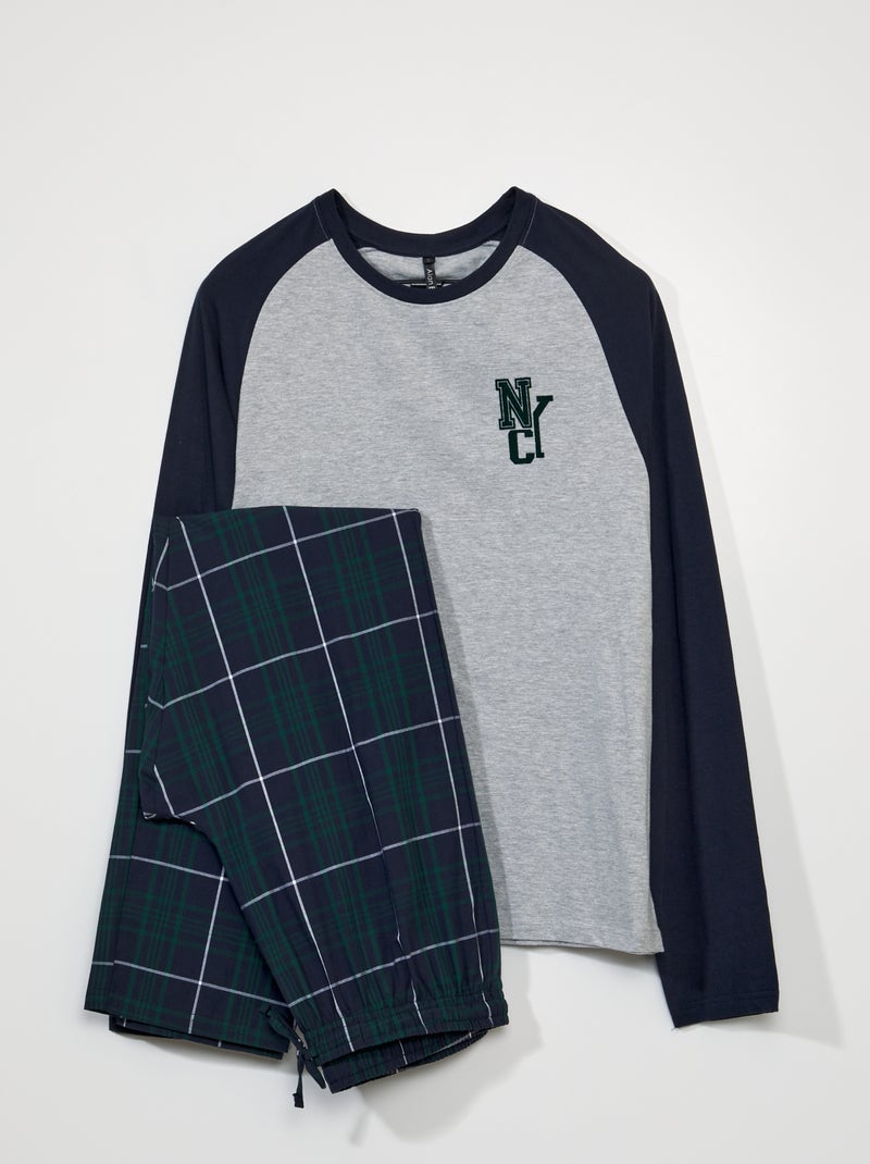 Lange pyjama - opdruk 'NYC' - 2-delig BLAUW - Kiabi