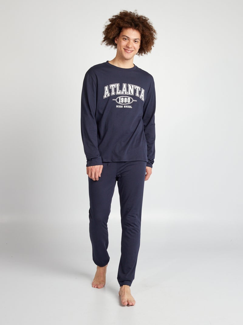 Lange pyjama - Short + T-shirt - 2-delig BLAUW - Kiabi