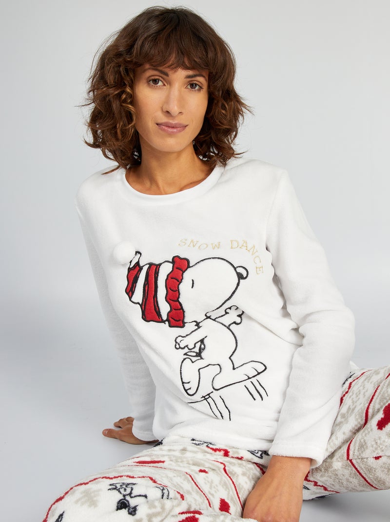 Lange pyjama - 'Snoopy'-print - 2-delig WIT - Kiabi