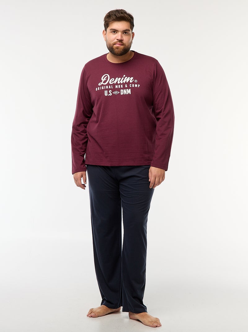 Lange pyjama - T-shirt + broek - 2-delig Rood - Kiabi