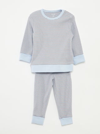 Lange pyjama - T-shirt + broek met strepenmotief - 2-delig