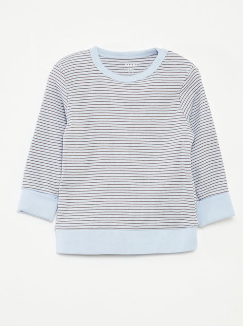 Lange pyjama - T-shirt + broek met strepenmotief - 2-delig - Kiabi