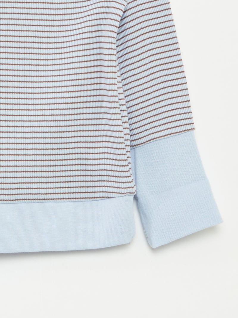 Lange pyjama - T-shirt + broek met strepenmotief - 2-delig Blauw - Kiabi