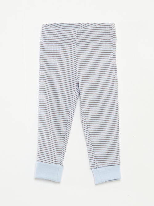 Lange pyjama - T-shirt + broek met strepenmotief - 2-delig - Kiabi