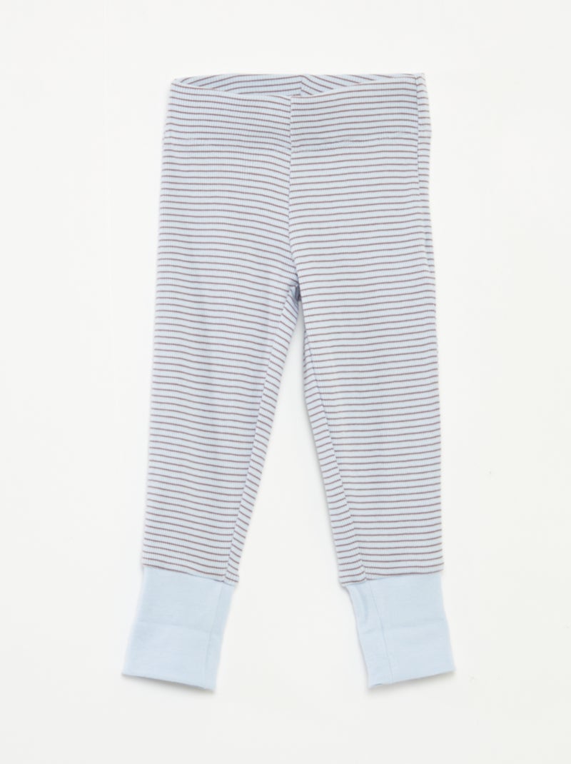 Lange pyjama - T-shirt + broek met strepenmotief - 2-delig Blauw - Kiabi