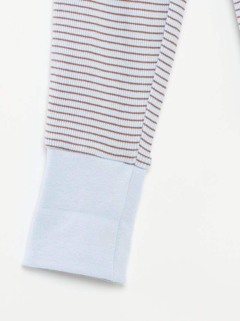 Lange pyjama - T-shirt + broek met strepenmotief - 2-delig Blauw - Kiabi