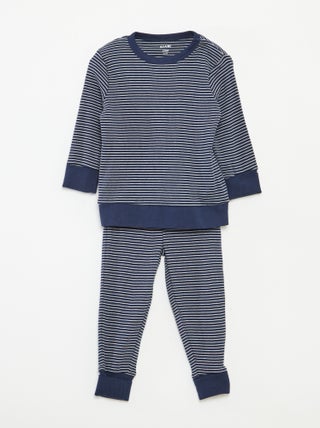 Lange pyjama - T-shirt + broek met strepenmotief - 2-delig
