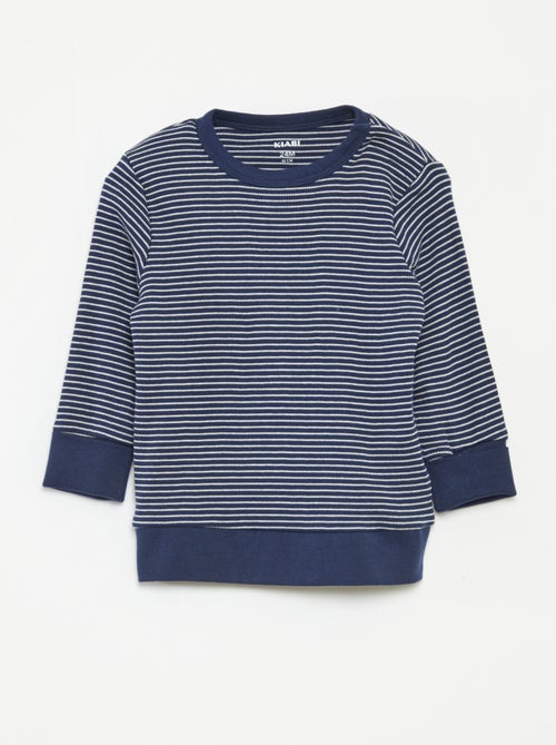 Lange pyjama - T-shirt + broek met strepenmotief - 2-delig - Kiabi