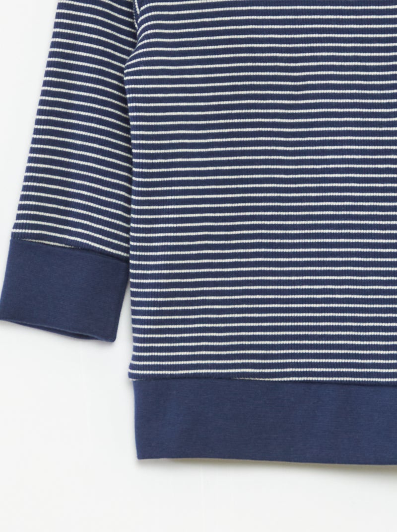 Lange pyjama - T-shirt + broek met strepenmotief - 2-delig Blauw - Kiabi