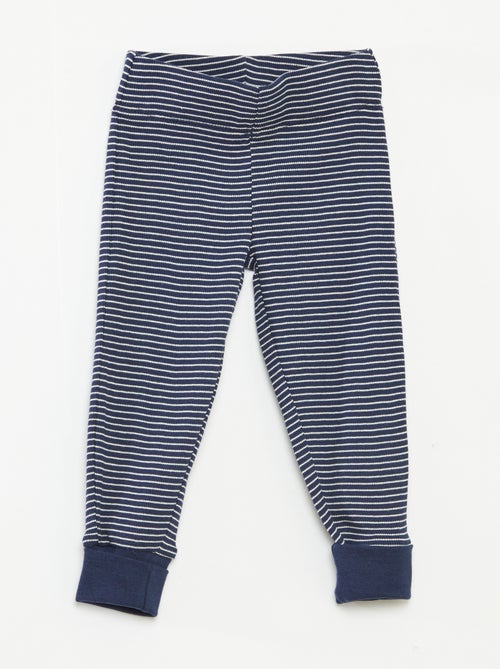 Lange pyjama - T-shirt + broek met strepenmotief - 2-delig - Kiabi