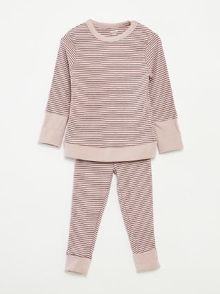 Lange pyjama - T-shirt + broek met strepenmotief - 2-delig