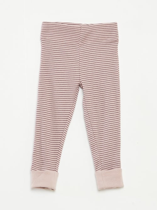 Lange pyjama - T-shirt + broek met strepenmotief - 2-delig - Kiabi